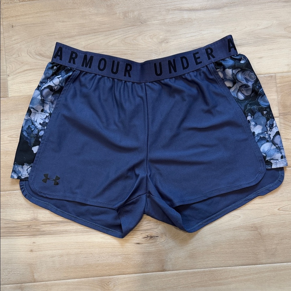 Under Armour Navy Athletic Shorts with Patterned Side Panels